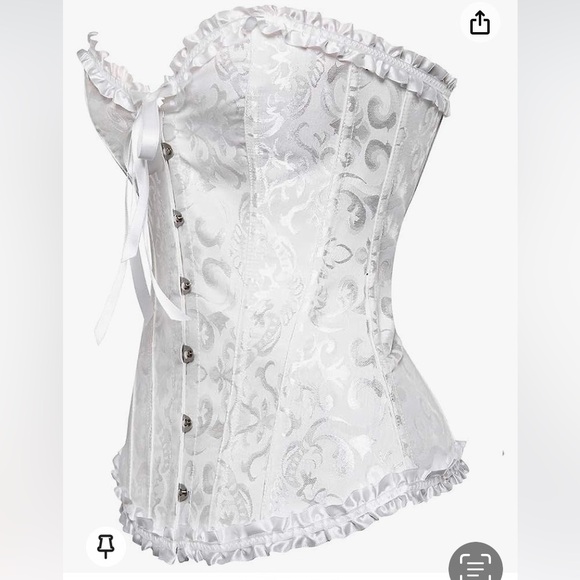 NWT DOSE white floral textured over bust back lace up Boned corset top XL-S - Picture 2 of 15